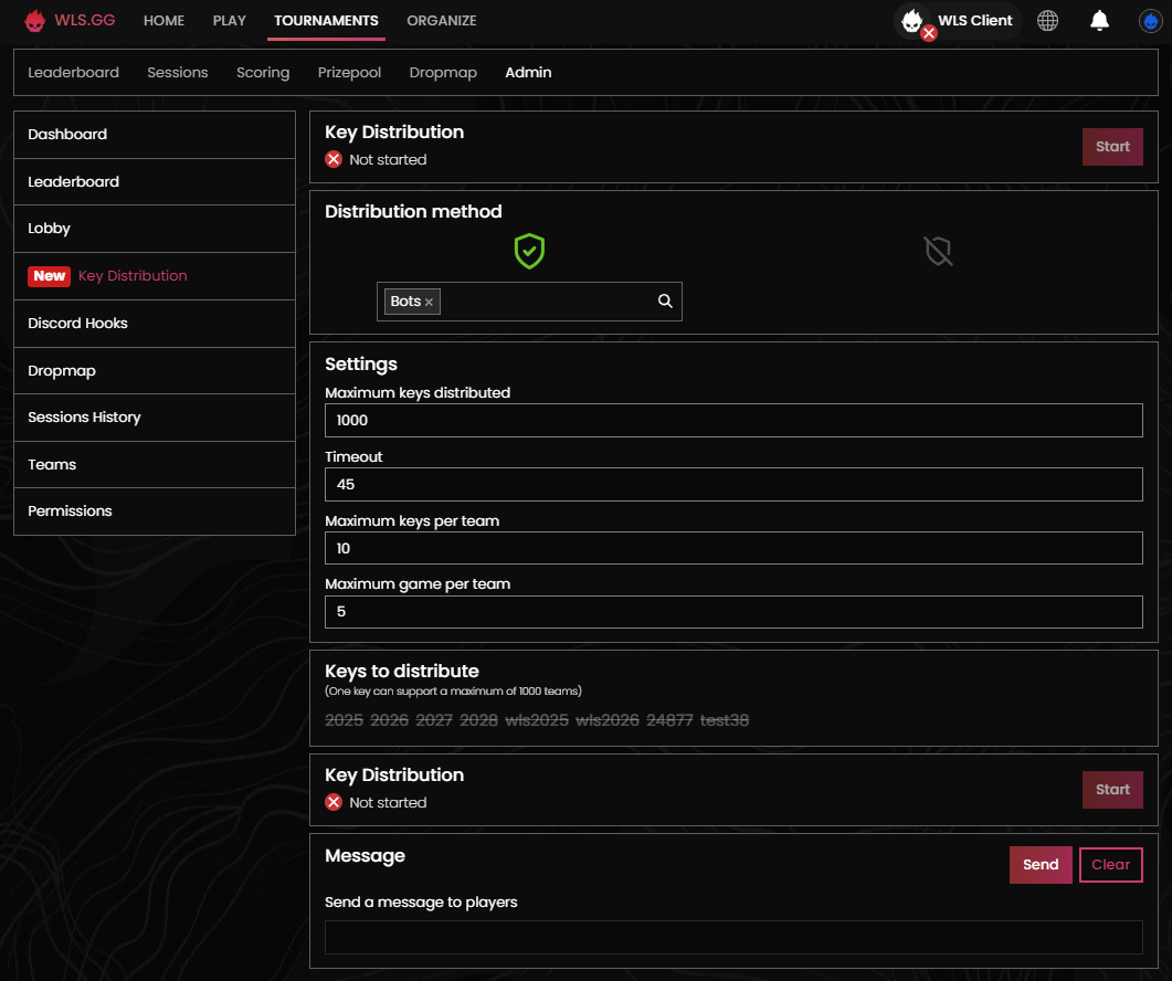 Distribution des clés admin
