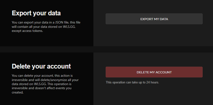 Export-delete WLS account image