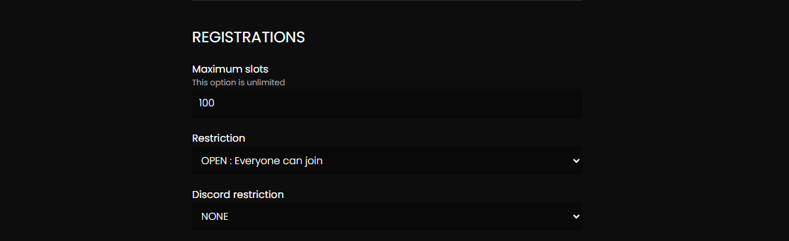 Room Registration Settings